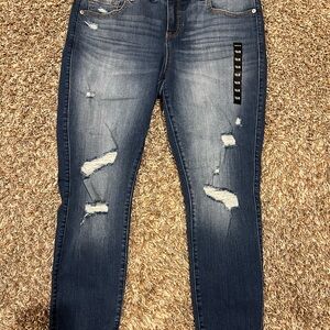 Torrid Blue Skinny Jeans with Distressing